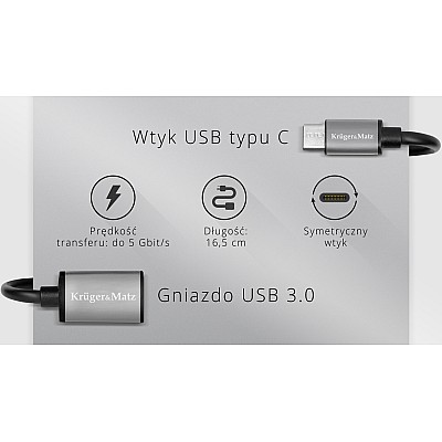 Προσαρμογέας υποδοχή USB 3.0 A - βύσμα USB τύπου C OTG Kruger&Matz Basic