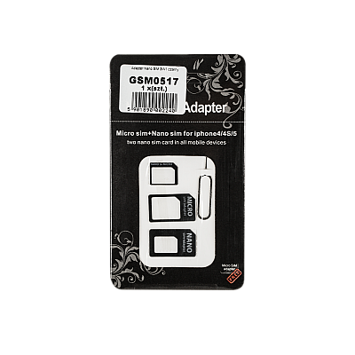 Προσαρμογέας Nano SIM 3 σε 1 μαύρο