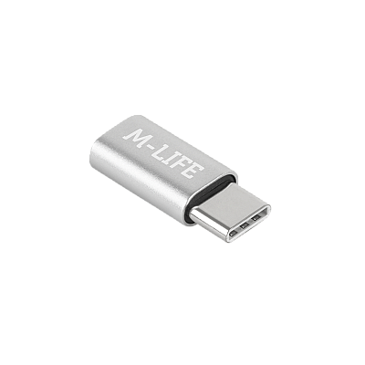 Προσαρμογέας Micro USB - USB Type C M-Life ασημί Προσαρμογέας Micro USB - USB Type C M-Life ασημί