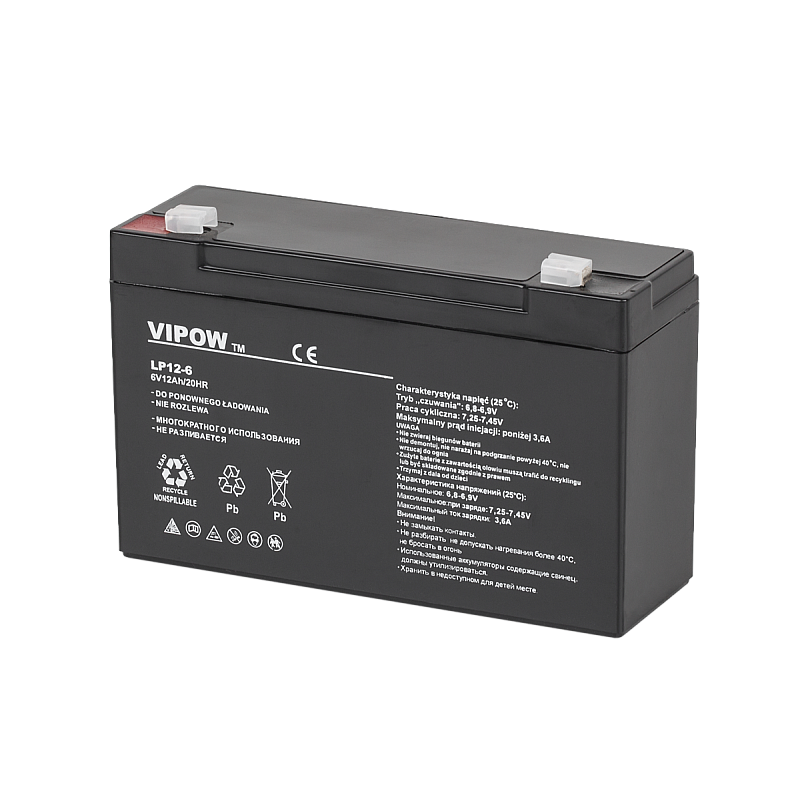 Μπαταρία gel VIPOW 6V 12Ah