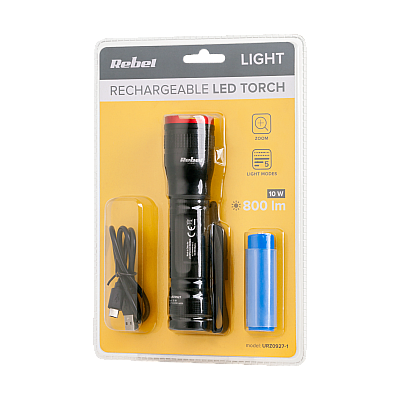 Επαναφορτιζόμενος φακός χειρός Rebel - 800Lm