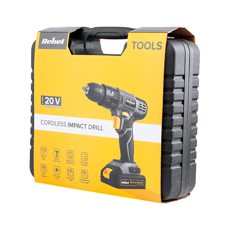 Ασύρματο κρουστικό δράπανο 20V 2Α κουτί