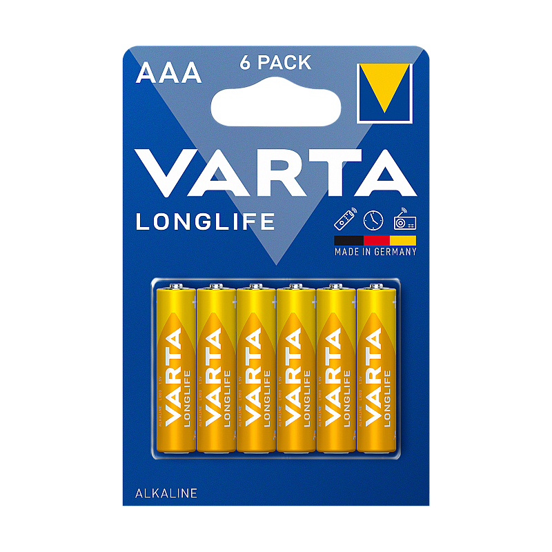 VARTA LR03 LONGLIFE αλκαλική μπαταρία 6 τμχ/μπλ. VARTA LR03 LONGLIFE αλκαλική μπαταρία 6 τμχ/μπλ.