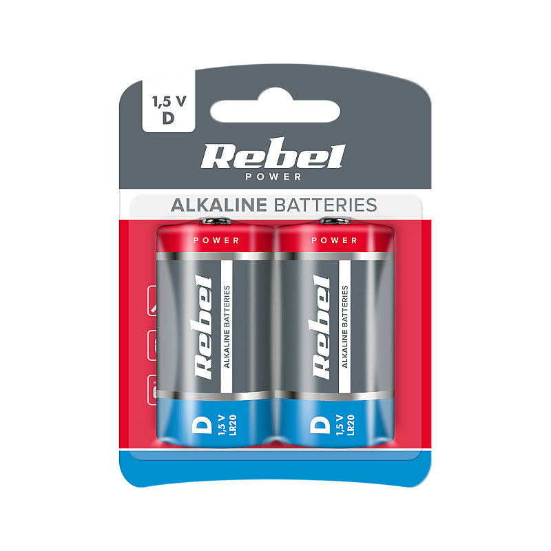 Αλκαλικές μπαταρίες REBEL LR20 2 τμχ/μπλ.