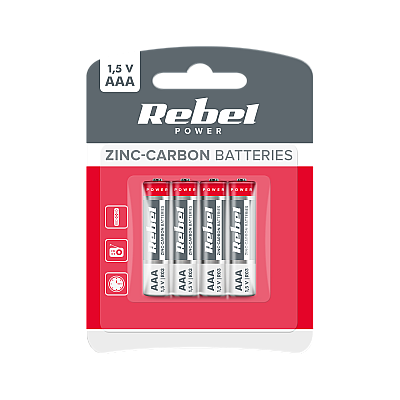 Μπαταρίες ψευδαργύρου-άνθρακα REBEL R03 4 τεμ./bl