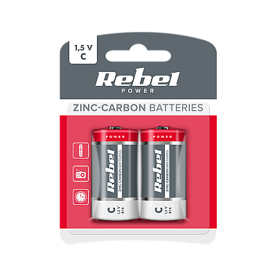 Μπαταρίες ψευδαργύρου-άνθρακα REBEL R14 2 τεμ./bl