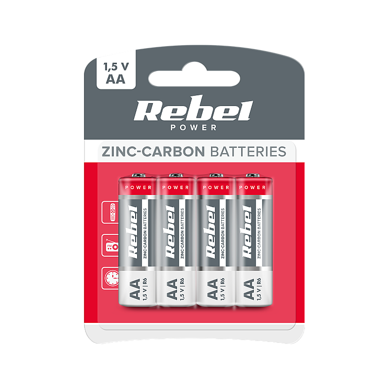 Μπαταρίες ψευδαργύρου-άνθρακα REBEL R6 4 τεμ./bl