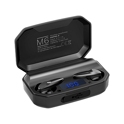Kruger&Matz M6 ασύρματα in-ear ακουστικά με power bank - μαύρο