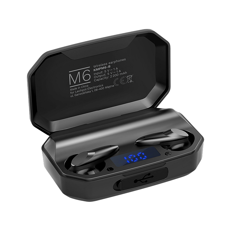 Kruger&Matz M6 ασύρματα in-ear ακουστικά με power bank - μαύρο