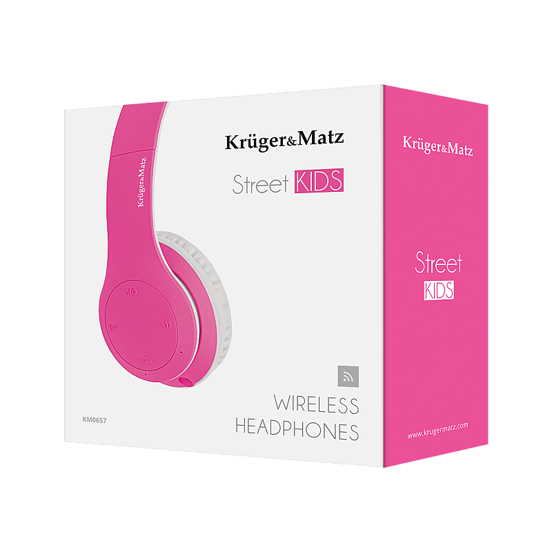 Παιδικά ασύρματα ακουστικά on-ear Kruger&Matz, μοντέλο Street Kids, ροζ