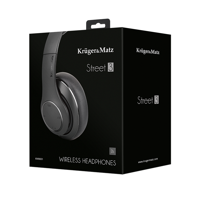 Ασύρματα ακουστικά on-ear Kruger&Matz model Street 3 Wireless, μαύρα