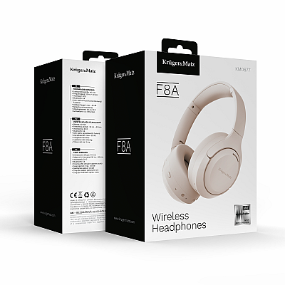 Ασύρματα ακουστικά Kruger&Matz F8A On-Ear με ANC, μπεζ
