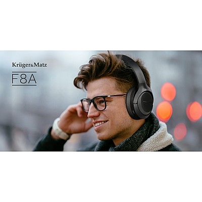 Ασύρματα ακουστικά Kruger&Matz F8A On-Ear με ANC, μαύρα