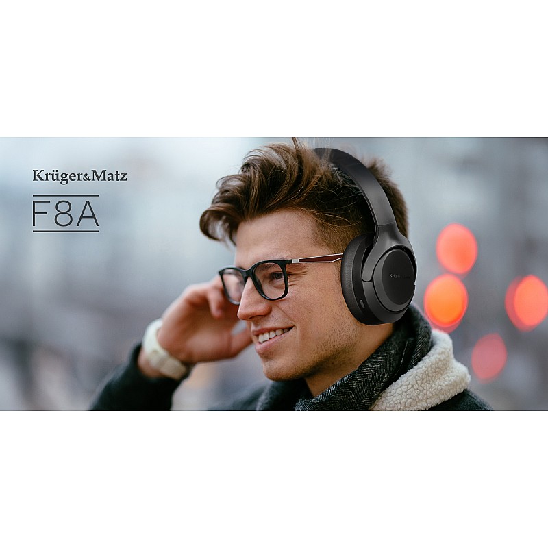 Ασύρματα ακουστικά Kruger&Matz F8A On-Ear με ANC, μαύρα