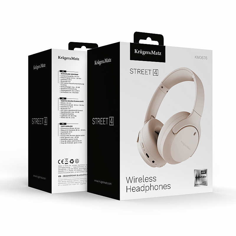 Ασύρματα ακουστικά Kruger&Matz Street 4 με ANC, μπεζ