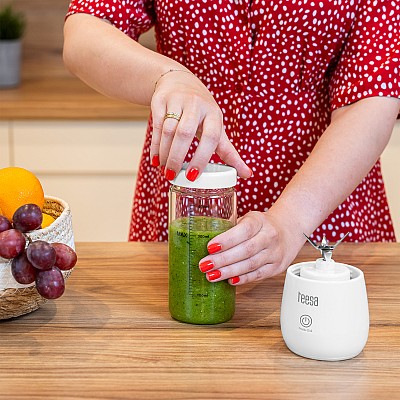 Μπλέντερ μπαταρίας, γυάλινο κύπελλο, 450ml, 100W, 6 μαχαίρια