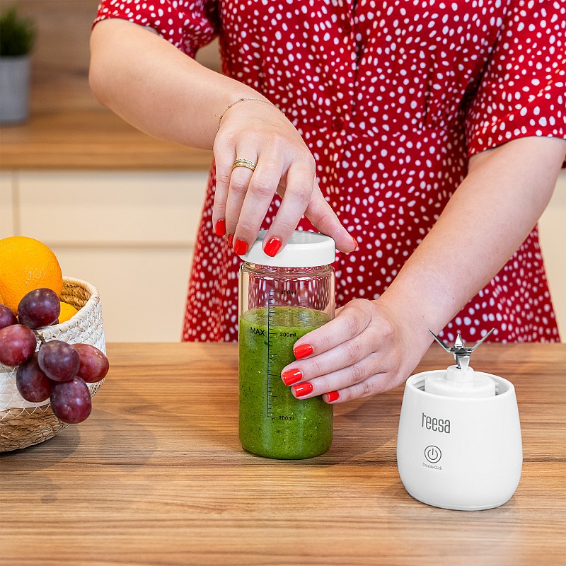 Μπλέντερ μπαταρίας, γυάλινο κύπελλο, 450ml, 100W, 6 μαχαίρια