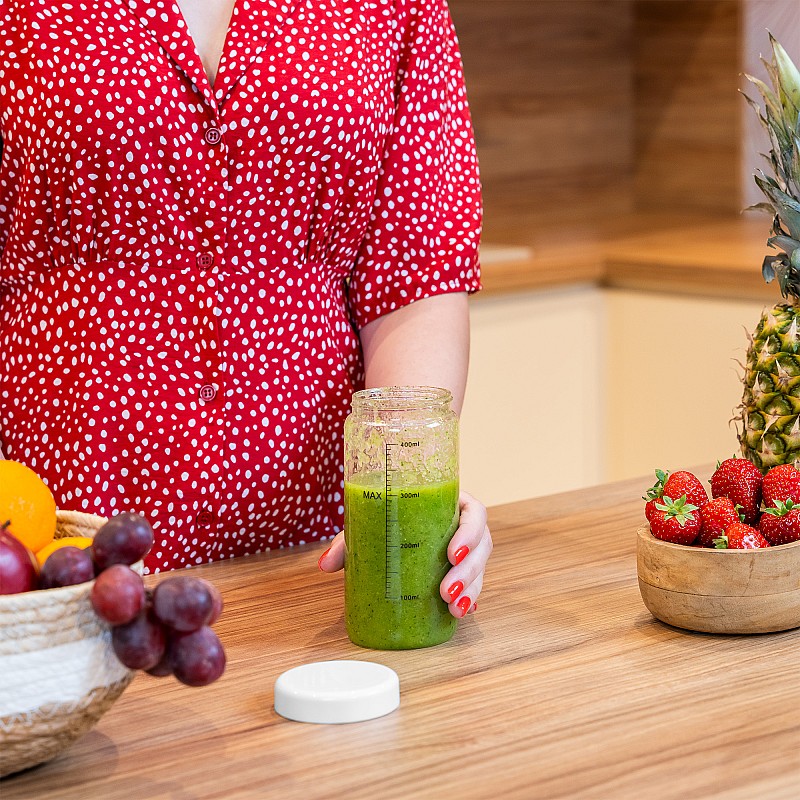 Μπλέντερ μπαταρίας, γυάλινο κύπελλο, 450ml, 100W, 6 μαχαίρια