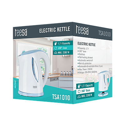 Ηλεκτρικός βραστήρας TEESA, 2200 W, λευκό, 1,7L