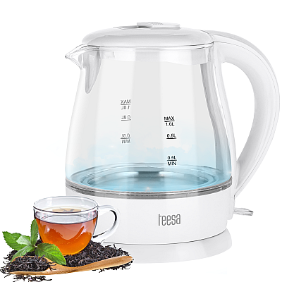 Ηλεκτρικός βραστήρας TEESA, γυαλί, 1650 W, λευκό, 1 L Ηλεκτρικός βραστήρας TEESA, γυαλί, 1650 W, λευκό, 1 L