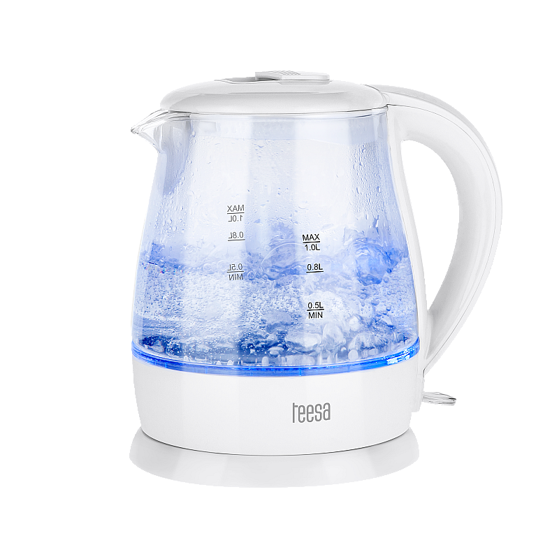 Ηλεκτρικός βραστήρας TEESA, γυαλί, 1650 W, λευκό, 1 L Ηλεκτρικός βραστήρας TEESA, γυαλί, 1650 W, λευκό, 1 L