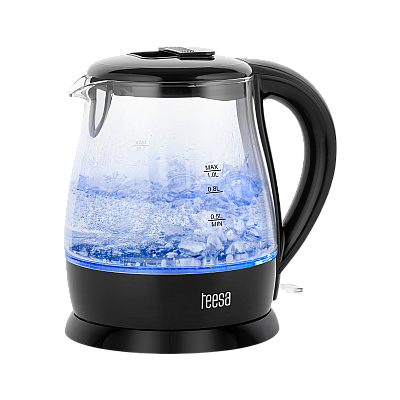 Ηλεκτρικός βραστήρας TEESA, γυαλί, 1650 W, μαύρο, 1 L