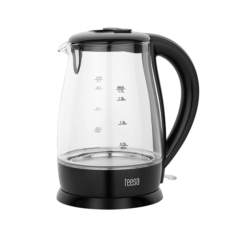 Ηλεκτρικός βραστήρας TEESA, γυαλί, 2200 W, μαύρο, 1,7 L Ηλεκτρικός βραστήρας TEESA, γυαλί, 2200 W, μαύρο, 1,7 L