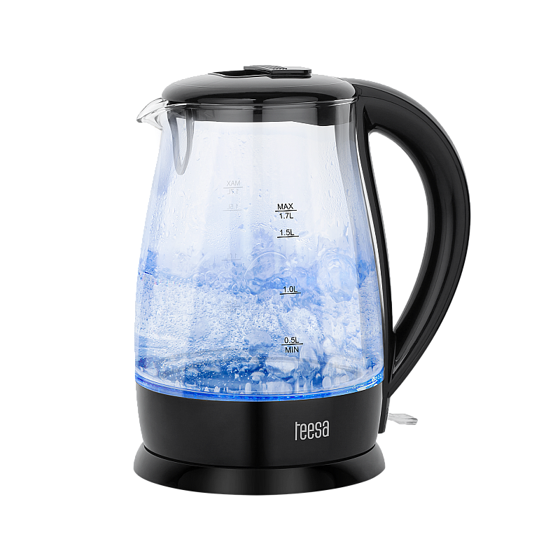 Ηλεκτρικός βραστήρας TEESA, γυαλί, 2200 W, μαύρο, 1,7 L Ηλεκτρικός βραστήρας TEESA, γυαλί, 2200 W, μαύρο, 1,7 L