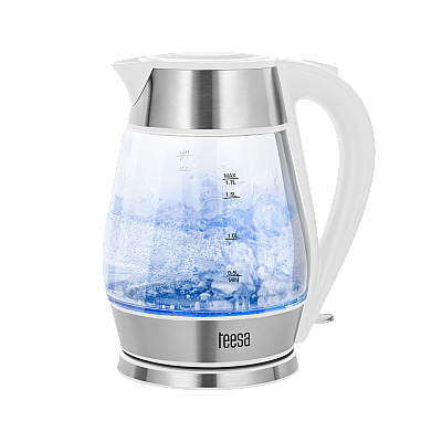Ηλεκτρικός βραστήρας TEESA, γυαλί + inox, 2200 W, λευκό, 1,7 L Ηλεκτρικός βραστήρας TEESA, γυαλί + inox, 2200 W, λευκό, 1,7 L