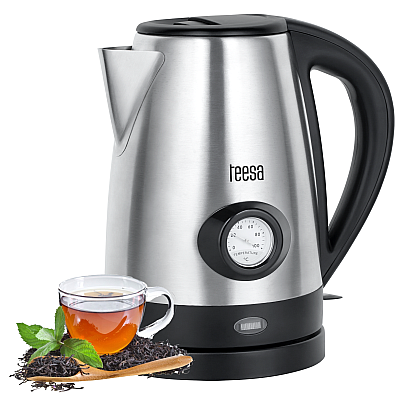 Ηλεκτρικός βραστήρας με ένδειξη θερμοκρασίας νερού, TEESA, ανοξείδωτο, 2200W, 1,7L