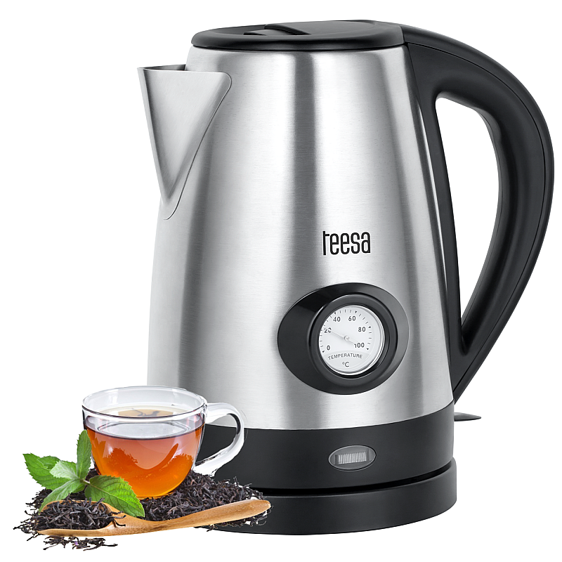 Ηλεκτρικός βραστήρας με ένδειξη θερμοκρασίας νερού, TEESA, ανοξείδωτο, 2200W, 1,7L