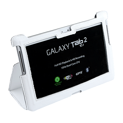 Λευκή θήκη αφιερωμένη στο Samsung Galaxy Tab P5100 (φυσικό δέρμα) Λευκή θήκη αφιερωμένη στο Samsung Galaxy Tab P5100 (φυσικό δέρμα)