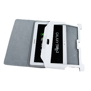 Λευκή θήκη αφιερωμένη στο Samsung Galaxy Tab P5100 (φυσικό δέρμα)