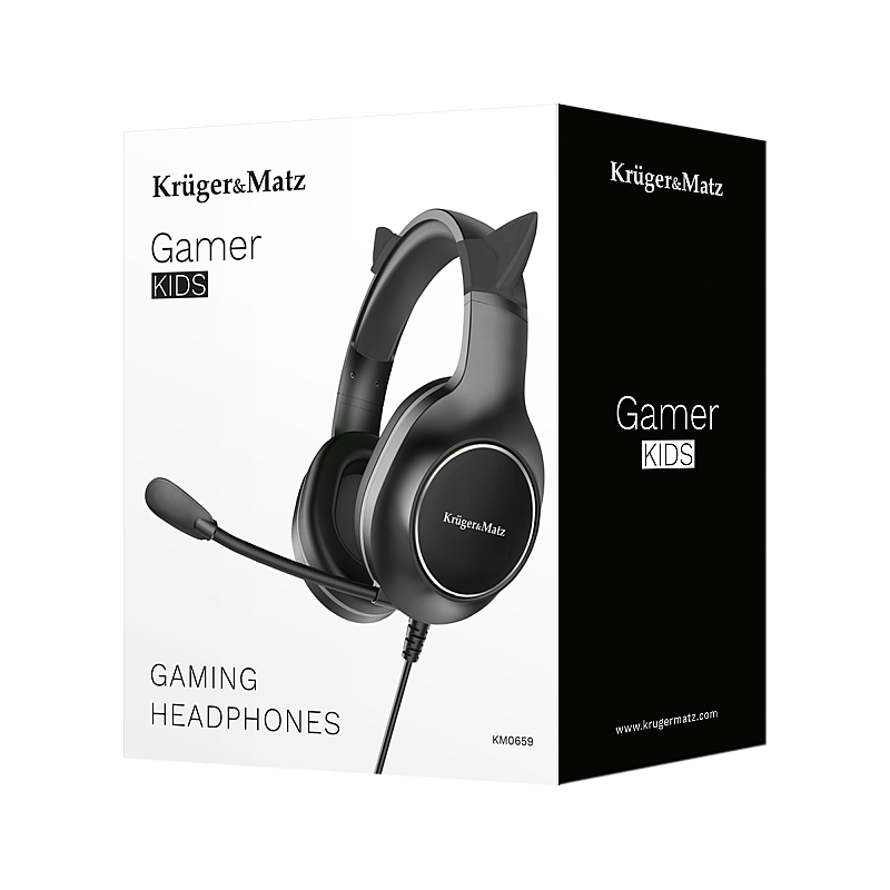 Kruger&Matz Gamer Kids on-ear gaming ακουστικά για παιδιά, μαύρα