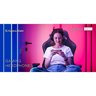 Kruger&Matz Gamer Kids gaming ακουστικά για παιδιά, ροζ