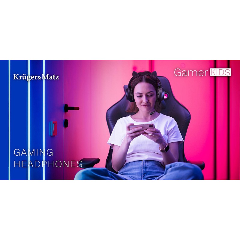 Kruger&Matz Gamer Kids gaming ακουστικά για παιδιά, ροζ