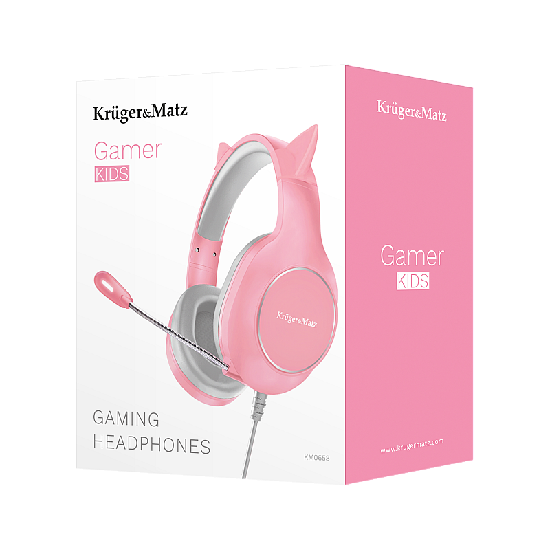 Kruger&Matz Gamer Kids gaming ακουστικά για παιδιά, ροζ