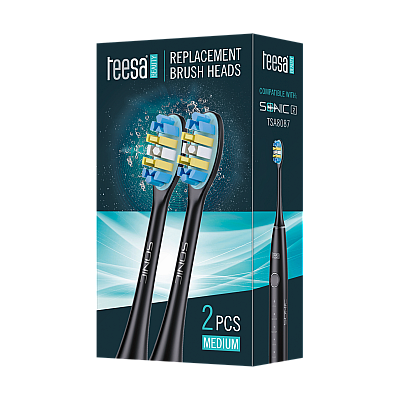 TEESA SONIC 2 κεφαλές οδοντόβουρτσας TSA8087-B μεσαίου μεγέθους Sonic