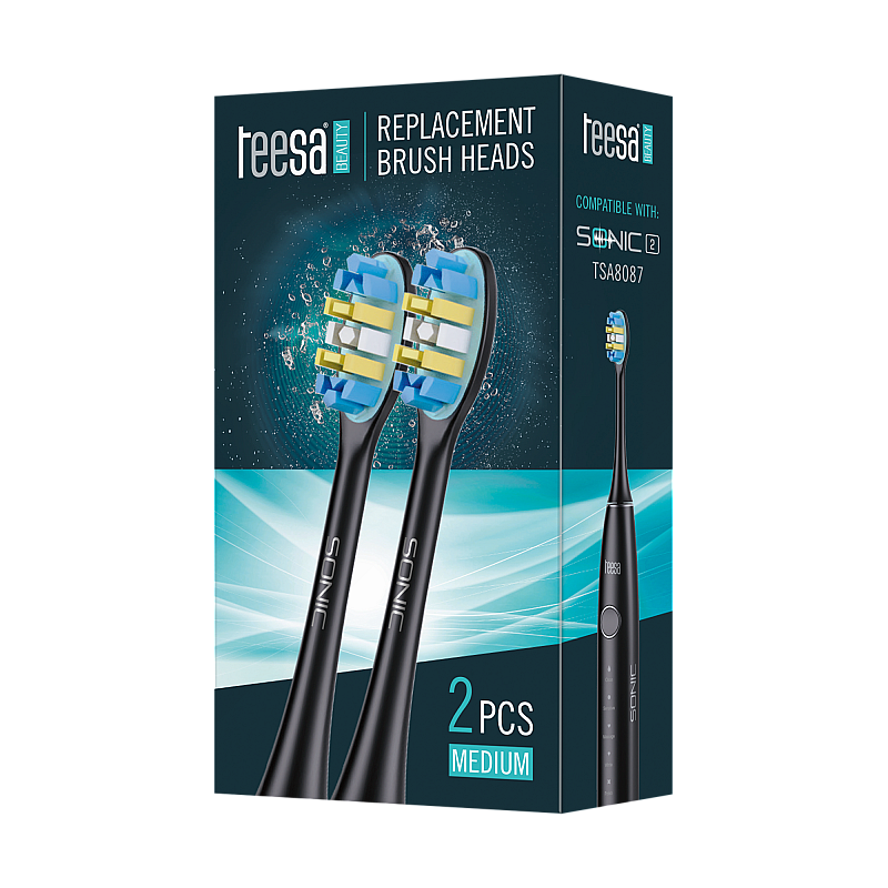 TEESA SONIC 2 κεφαλές οδοντόβουρτσας TSA8087-B μεσαίου μεγέθους Sonic