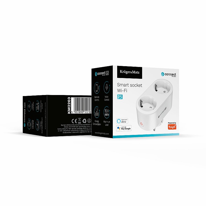 Διπλή υποδοχή WiFi Kruger&Matz Connect P5 Tuya Διπλή υποδοχή WiFi Kruger&Matz Connect P5 Tuya