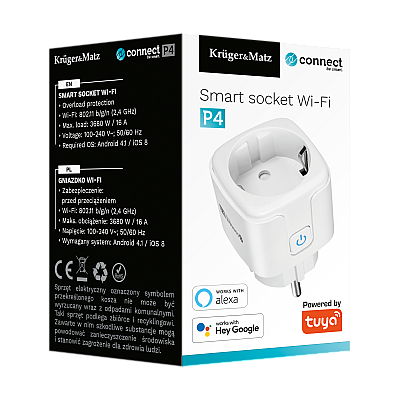Πρίζα WiFi Kruger&Matz Connect P4 Λευκή Tuya Πρίζα WiFi Kruger&Matz Connect P4 Λευκή Tuya