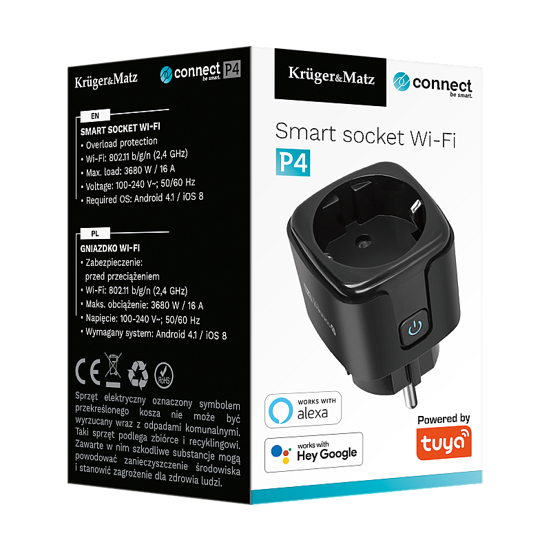 Πρίζα WiFi Kruger&Matz Connect P4 μαύρη Tuya Πρίζα WiFi Kruger&Matz Connect P4 μαύρη Tuya