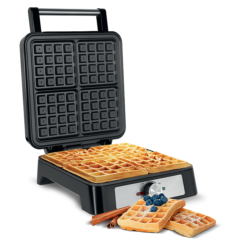 Βαφλιέρα TEESA, 4 βάφλες, 1600W, inox, ρύθμιση ισχύος