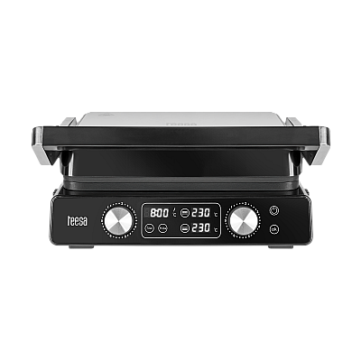 Ηλεκτρική ψησταριά TEESA, ψησταριά panini, επιστάτης, 3 θέσεις, αφαιρούμενα ένθετα, 2000W