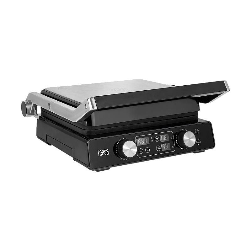 Ηλεκτρική ψησταριά TEESA, ψησταριά panini, επιστάτης, 3 θέσεις, αφαιρούμενα ένθετα, 2000W