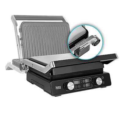 Ηλεκτρική ψησταριά TEESA, ψησταριά panini, επιστάτης, 3 θέσεις, αφαιρούμενα ένθετα, 2000W