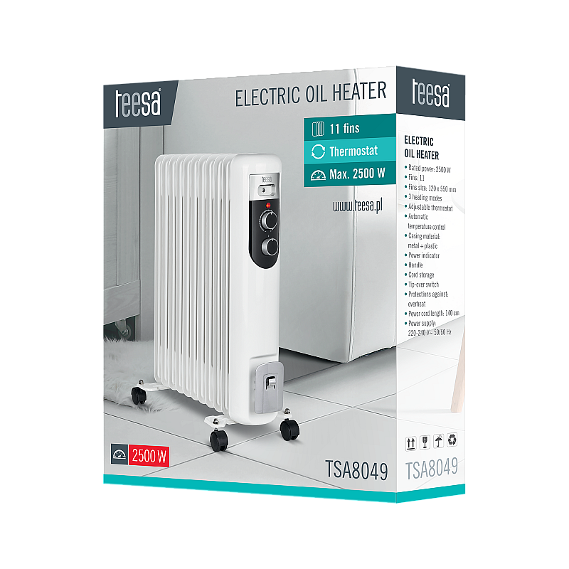Καλοριφέρ λαδιού Teesa 2500W, 11 πτερύγια Καλοριφέρ λαδιού Teesa 2500W, 11 πτερύγια