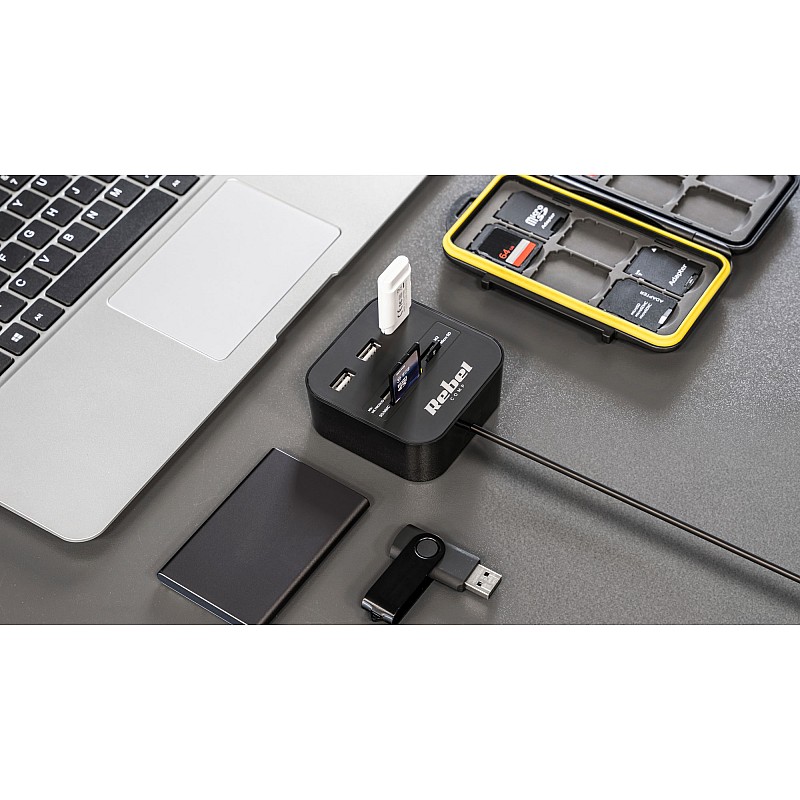 HUB USB 2.0 3 θυρών με συσκευή ανάγνωσης καρτών μνήμης