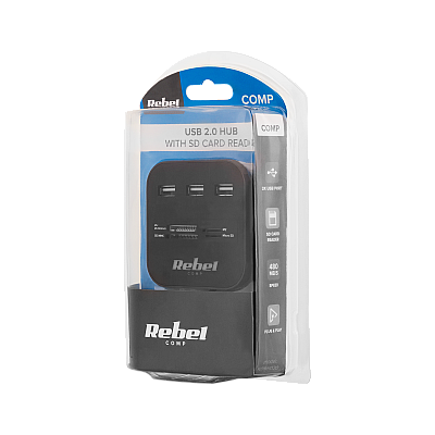 HUB USB 2.0 3 θυρών με συσκευή ανάγνωσης καρτών μνήμης