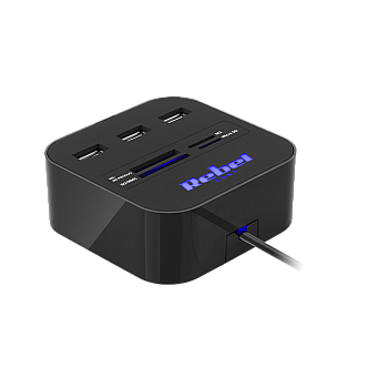 HUB USB 2.0 3 θυρών με συσκευή ανάγνωσης καρτών μνήμης